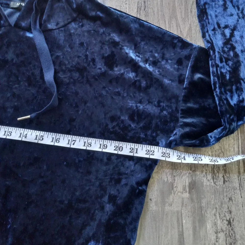 Alfani Velvet Sleep Hoodie Women's Top Blue Size M